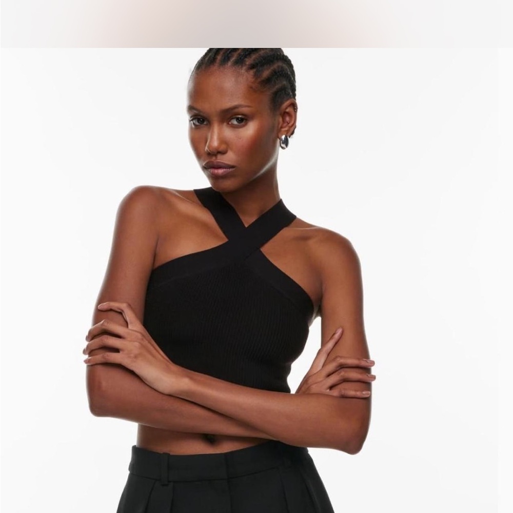 Babaton Aritzia sculpt knit cross cross cropped tank